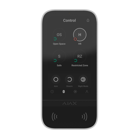 KeyPad TouchScreen Tastiera wireless supporta carte e portachiavi crittografati contactless, colore Bianco - 58455 Ajax